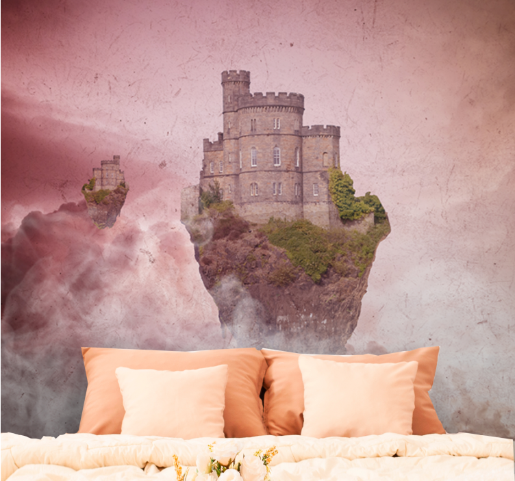 Fantasy wall mural floating castle landscape - TenStickers