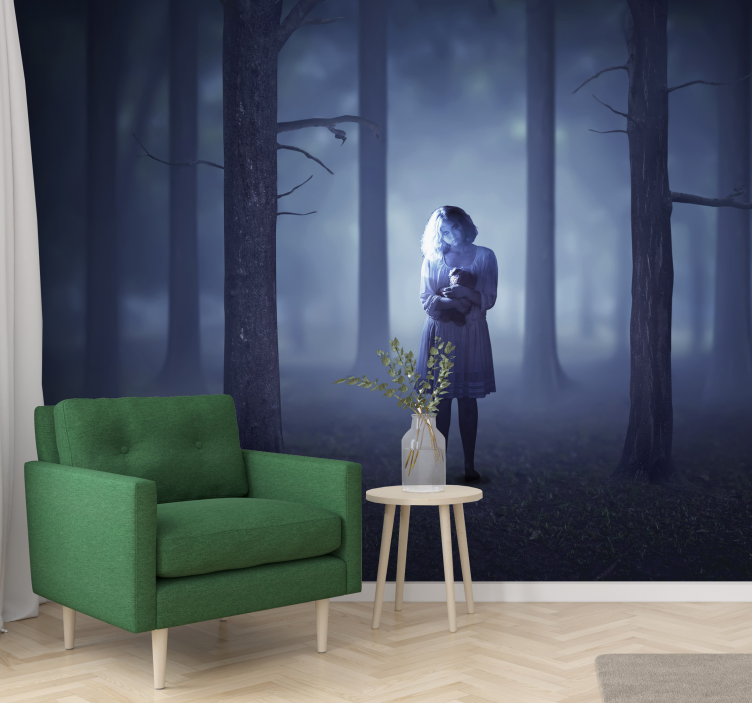 Fantasy wall mural girl in the mist - TenStickers