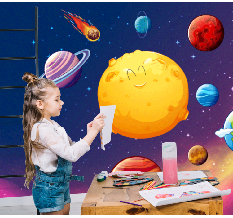 Fantasy wall mural happy planet friends - TenStickers