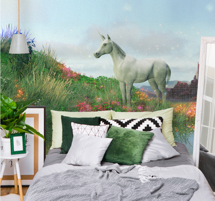 Fantasy wall mural majestic unicorn landscape - TenStickers