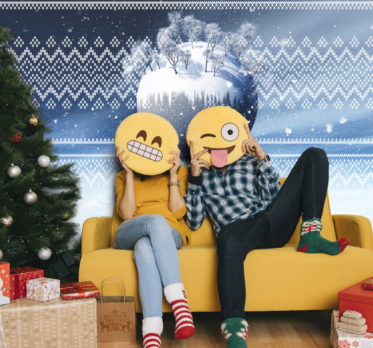 Festive Emoji Fun christmas mural - TenStickers