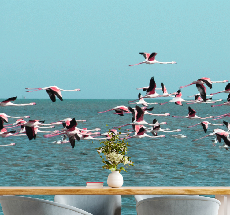 Flamingo flying in the sky wall mural - TenStickers