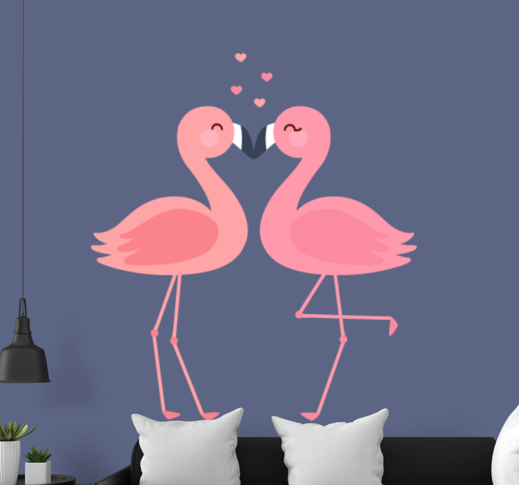 Flamingos forming a heart wall mural - TenStickers