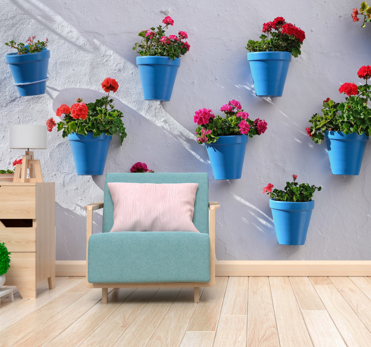 Floral Hanging Pots flower mural - TenStickers