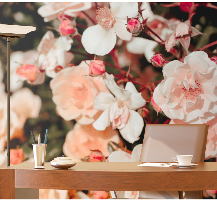 Flower mural blossoming rose petals design - TenStickers