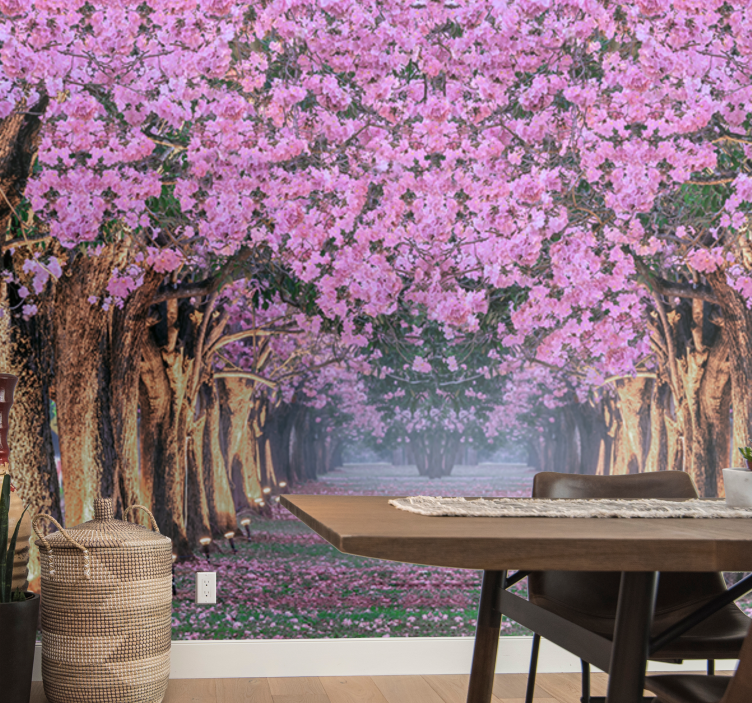 Flower mural cherry blossom path - TenStickers