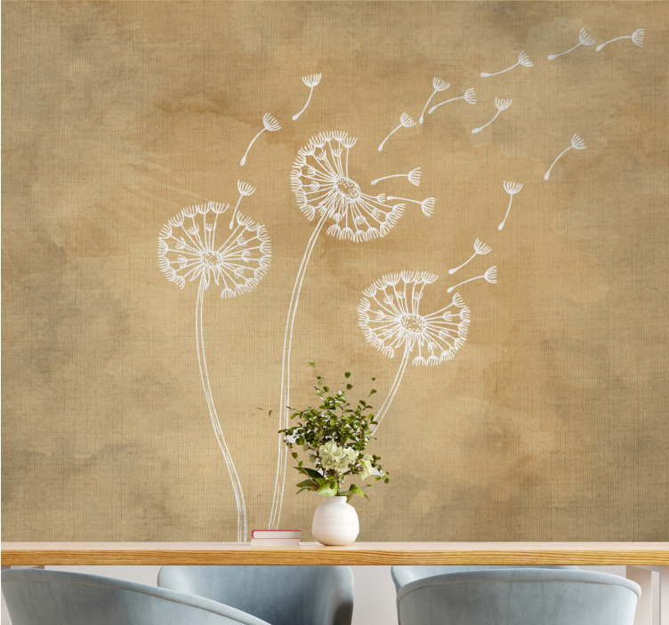 Flower mural dandelion seeds in the wind - TenStickers
