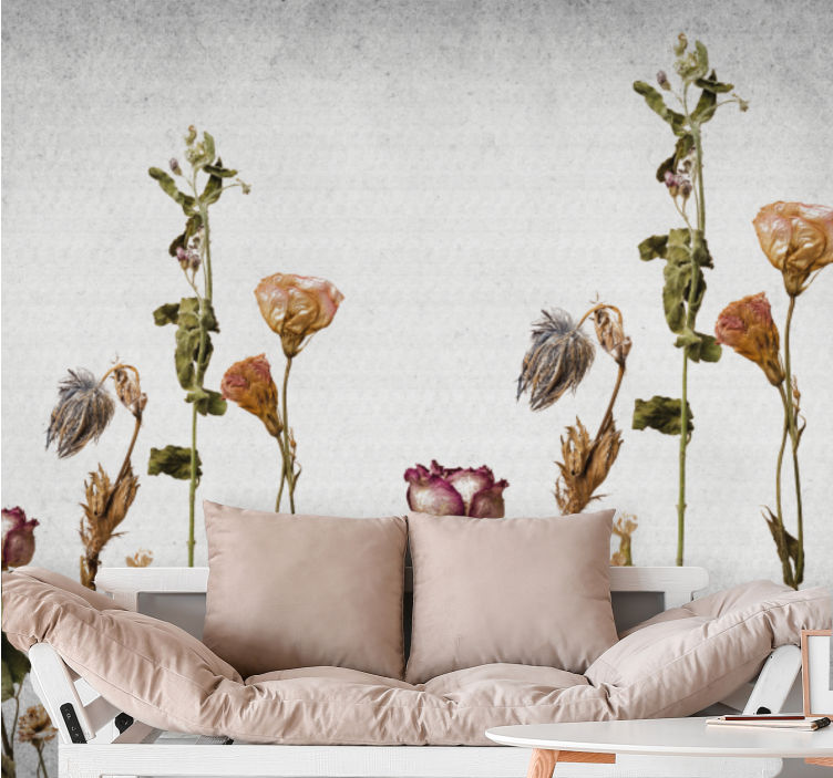 Flower mural dried floral arrangement art - TenStickers
