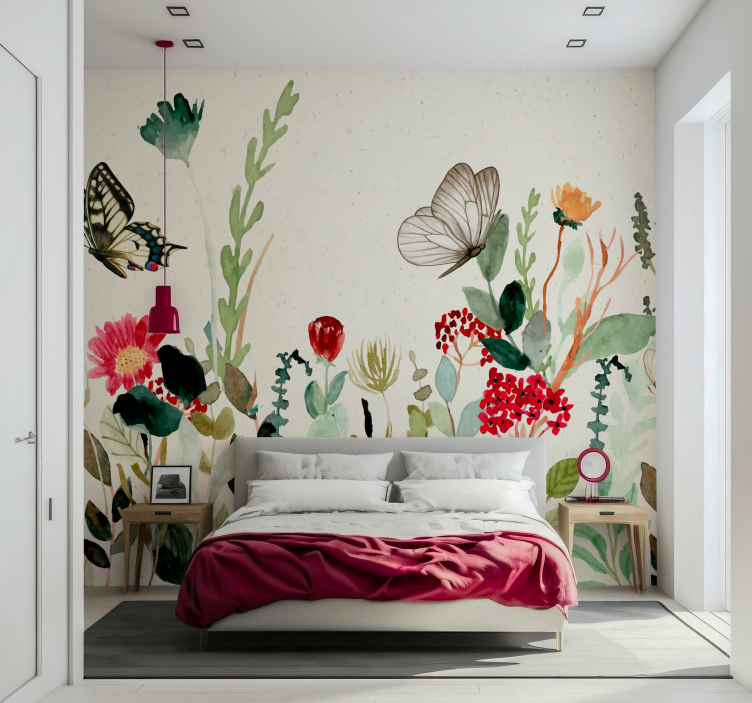 Flower mural floral garden butterflies - TenStickers