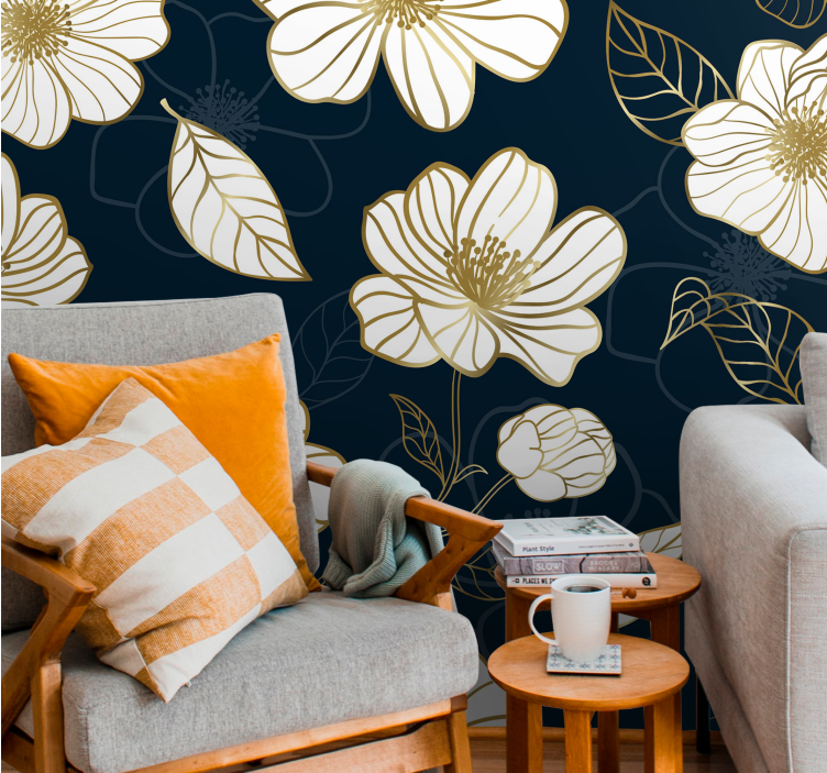 Flower mural graceful botanical design - TenStickers