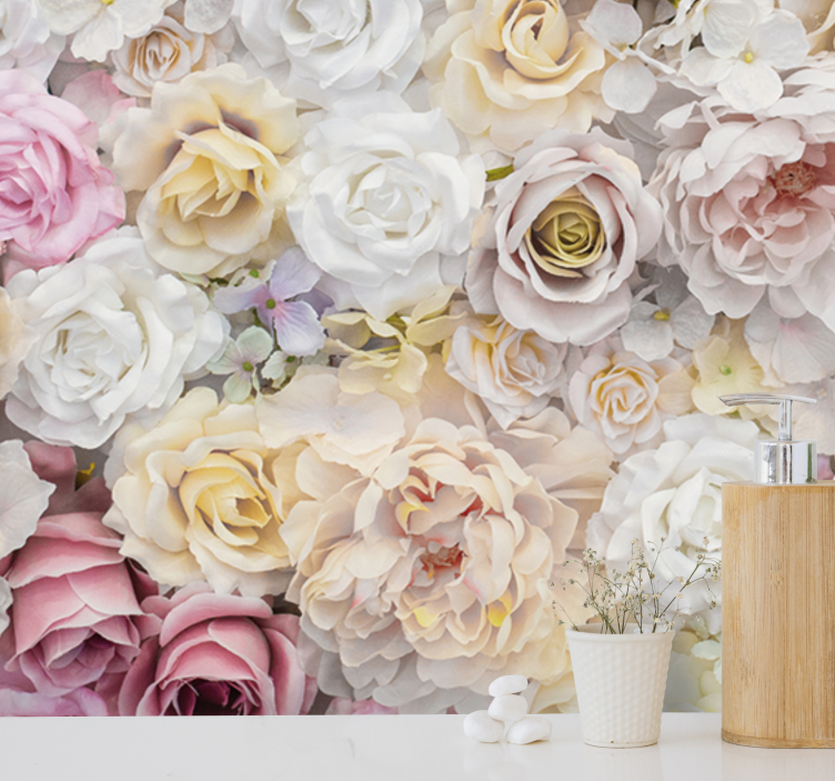 Flower mural graceful rose arrangement - TenStickers