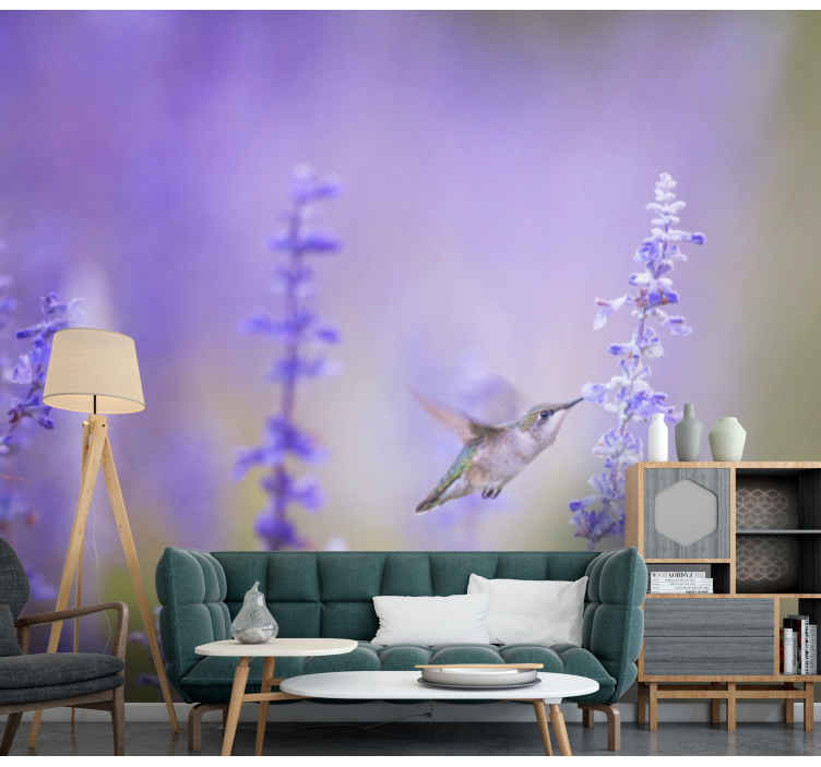 Flower mural hummingbird and flowers design - TenStickers