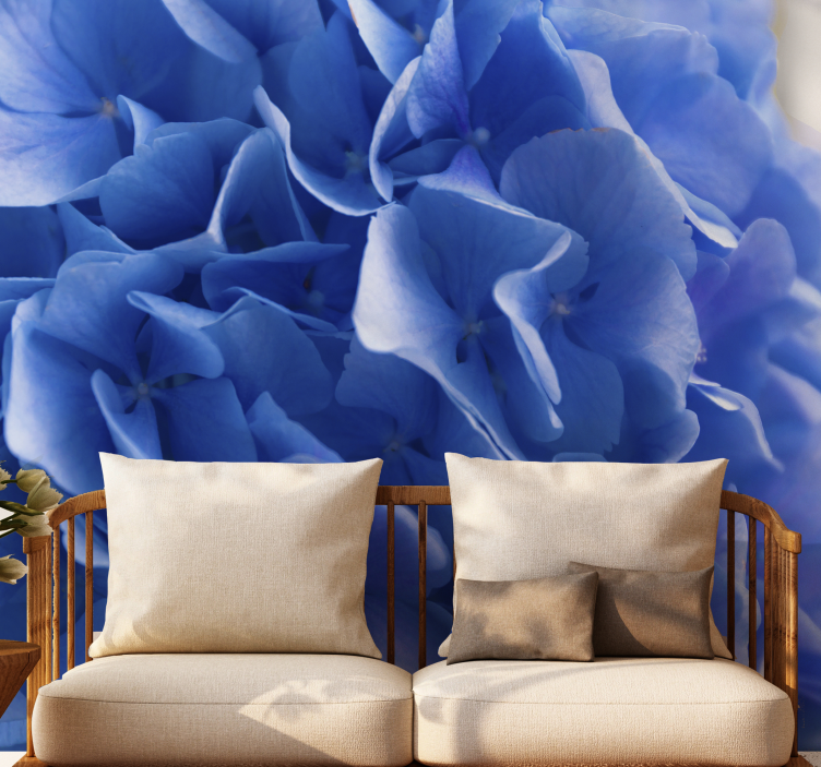 Flower mural hydrangea blue blooms - TenStickers