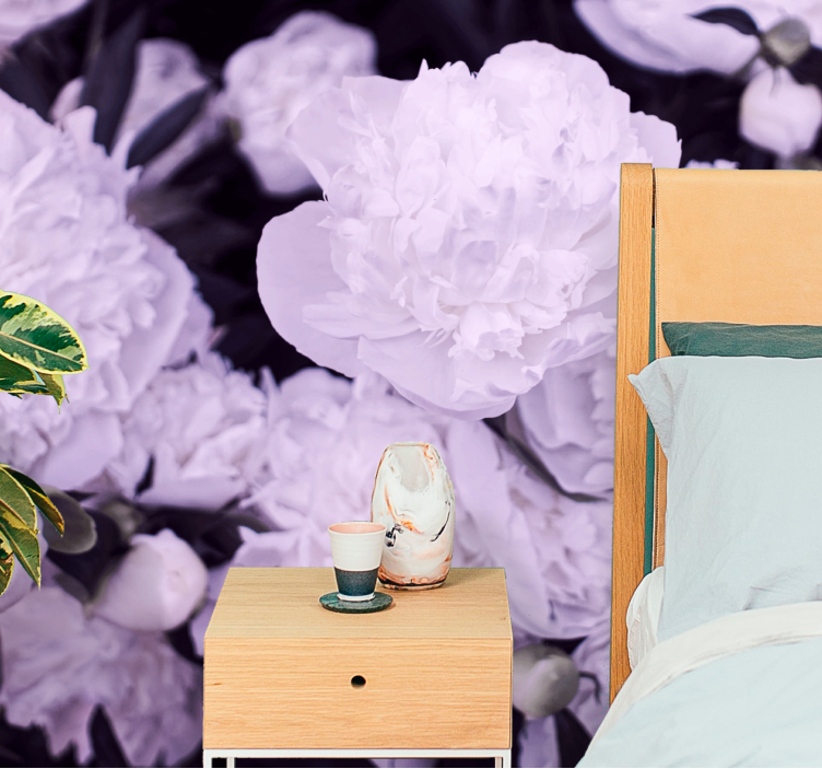 Flower mural lavender peony blossoms - TenStickers