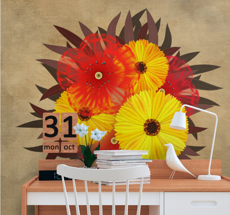 Flower mural lively blossom arrangement - TenStickers