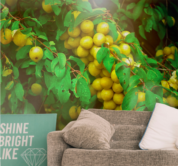 Flower mural lush greenery and fruits - TenStickers