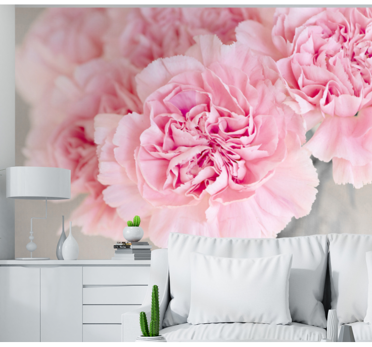Flower mural of charming pink blossoms - TenStickers