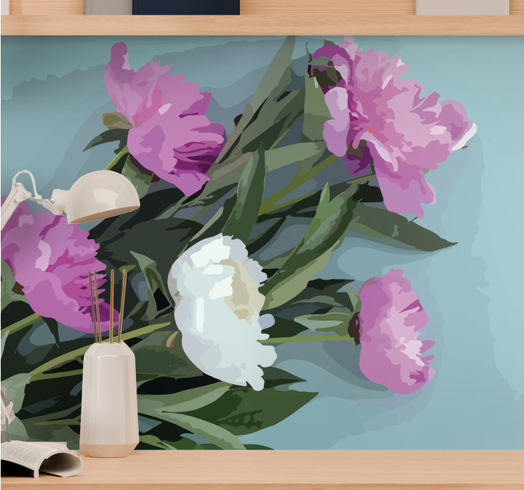 Flower mural peony flower arrangement - TenStickers
