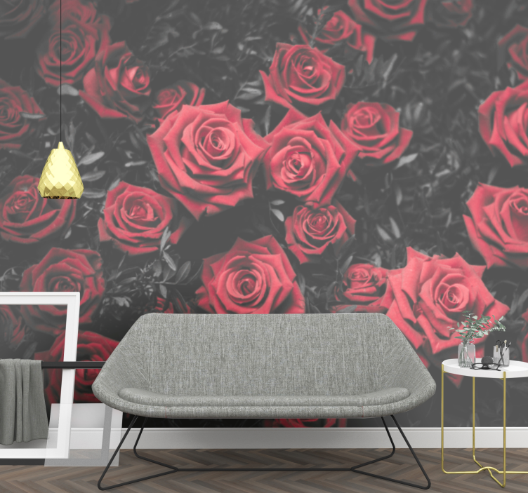 Flower mural red rose blossom - TenStickers