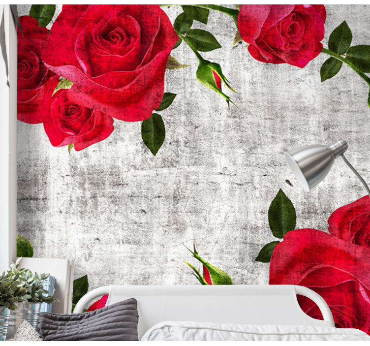 Flower mural red rose bouquet design - TenStickers