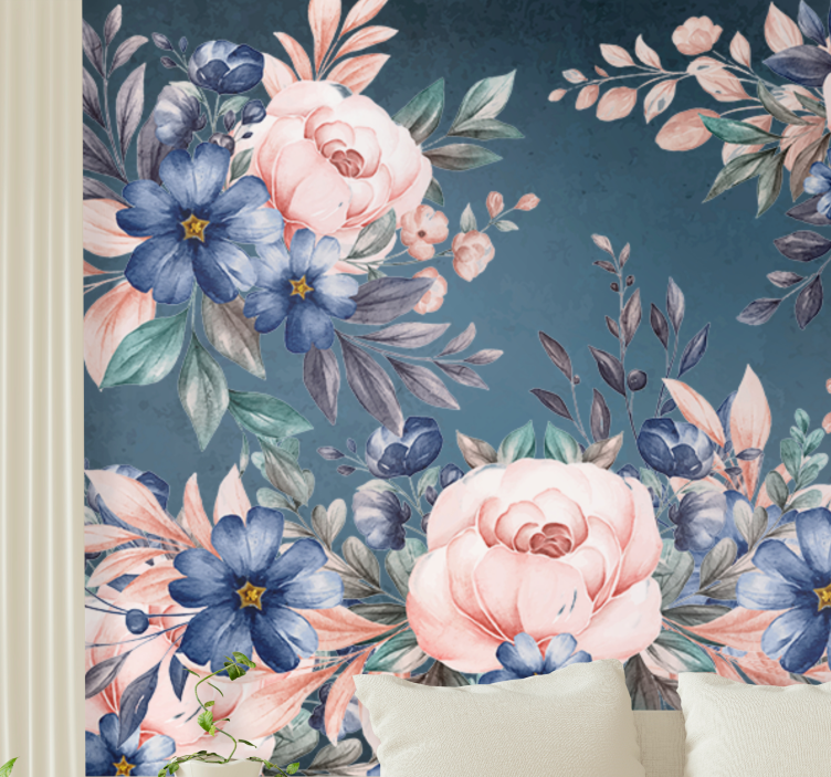 Flower mural romantic floral design - TenStickers