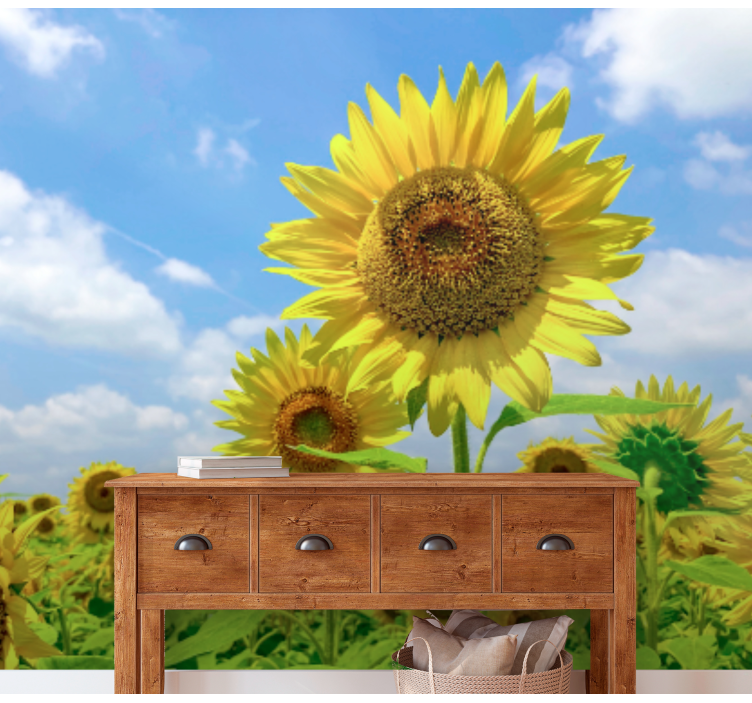 Flower mural sunflower field scene - TenStickers
