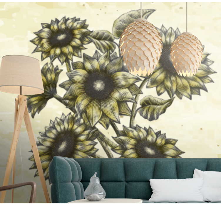 Flower mural sunflower floral arrangement - TenStickers