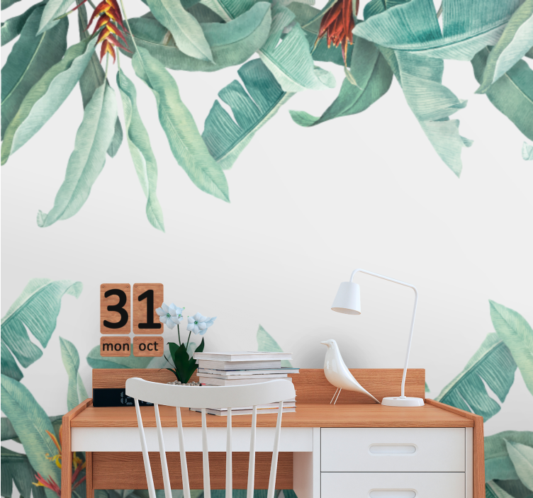 Flower mural tropical greenery design - TenStickers