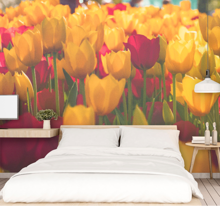 Flower mural tulip blossom fields - TenStickers