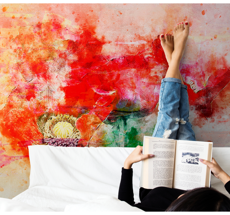 Flower mural vibrant floral composition - TenStickers