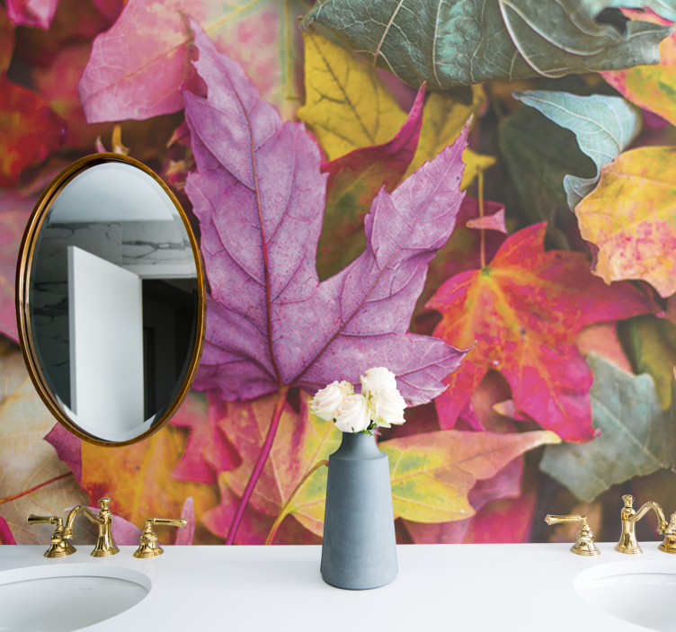Flower mural with vibrant leaf designs - TenStickers