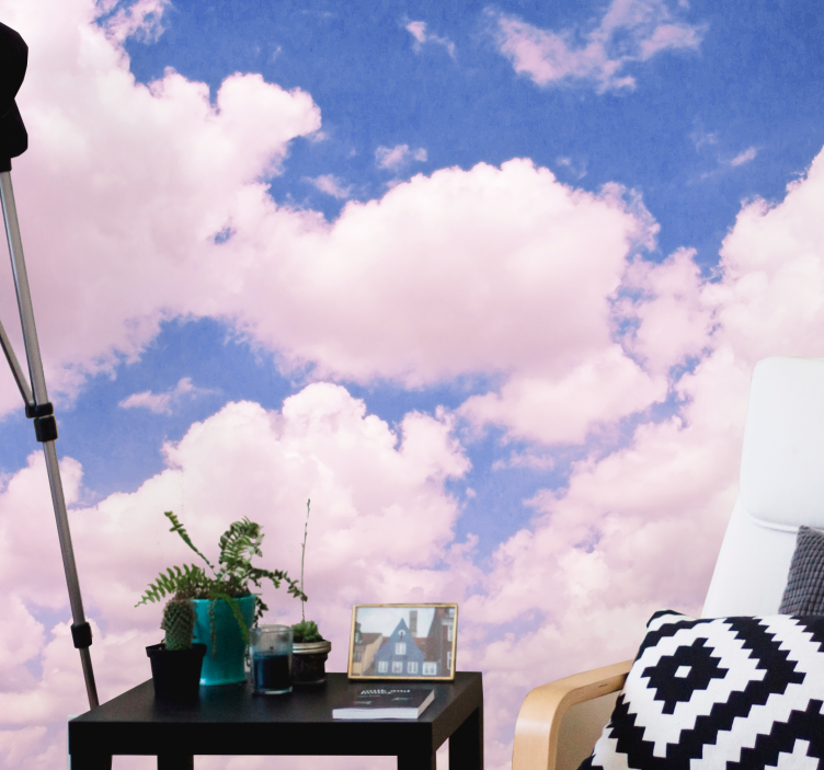 Fluffy Pink Clouds sky mural - TenStickers