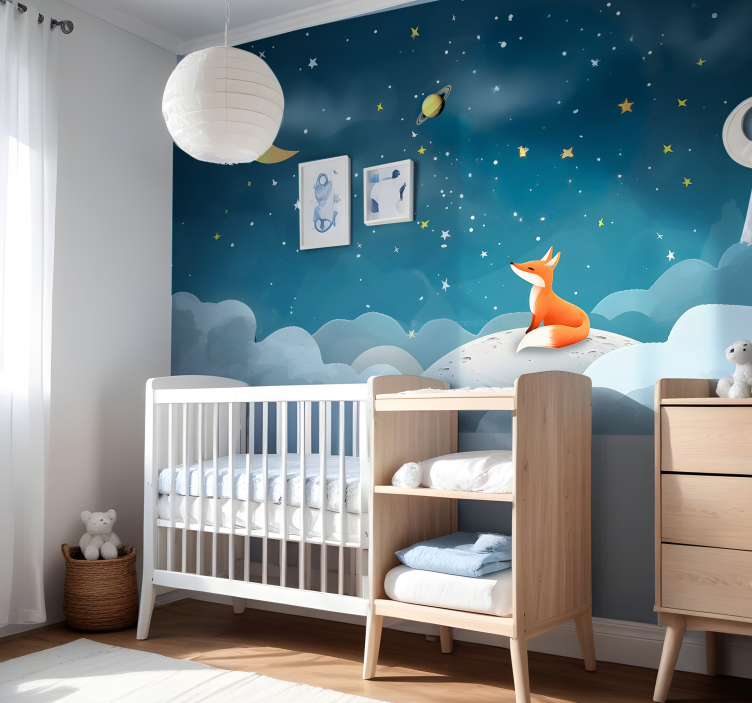 Fox on the sky nursery mural - TenStickers
