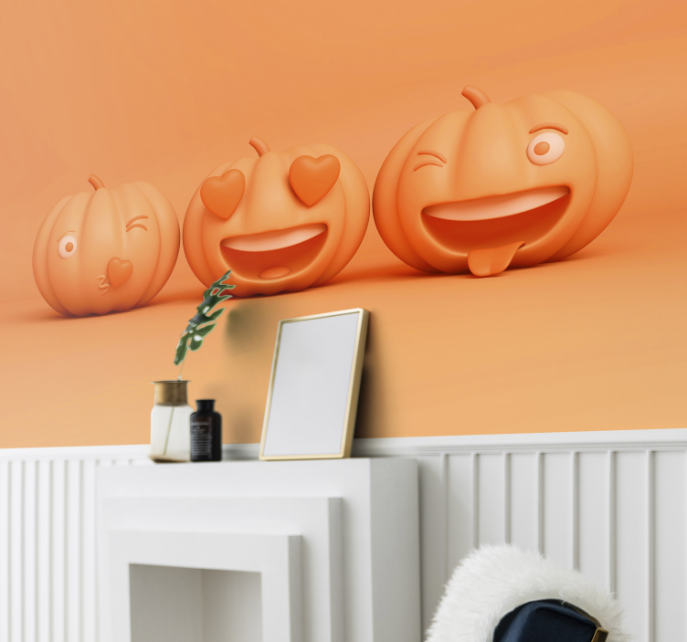Funny Pumpkin Faces halloween mural - TenStickers
