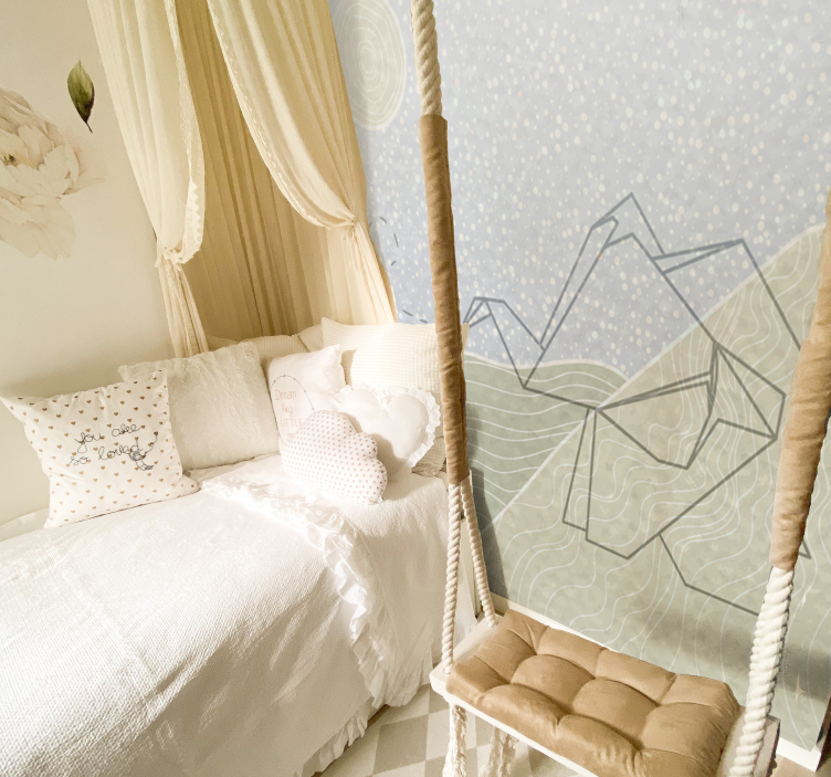 Japandi elephants design children wall mural - TenStickers