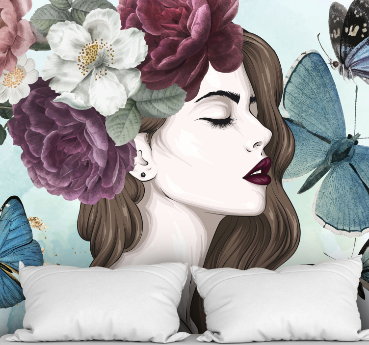 "Glamour style" women with flowers  Wall Mural - TenStickers