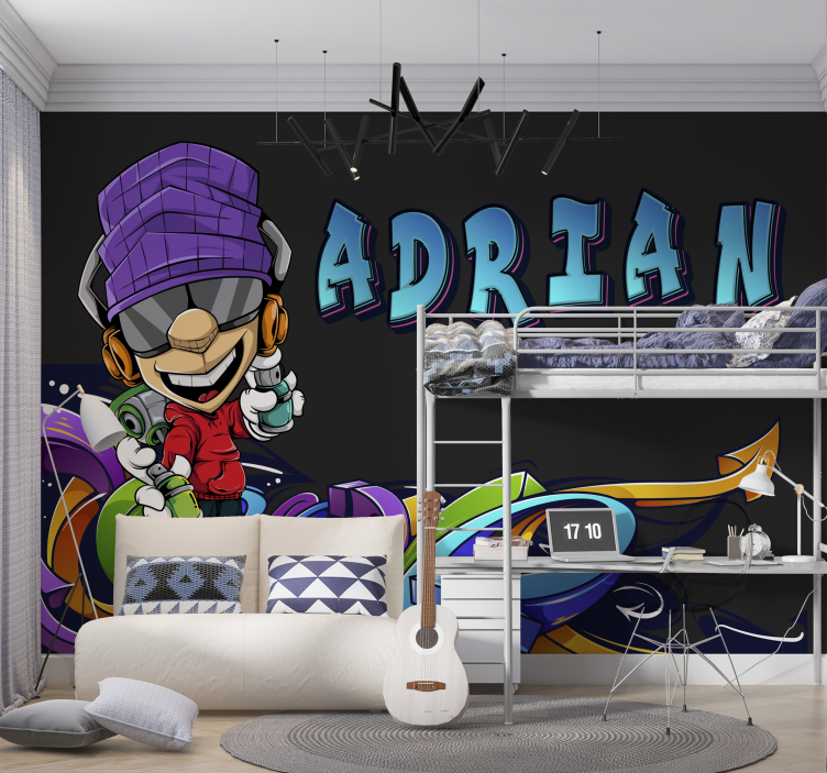 Graffiti and young boy Urban Art Wall Mural - TenStickers