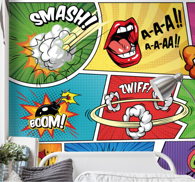 Graffiti wall mural comic book style action - TenStickers