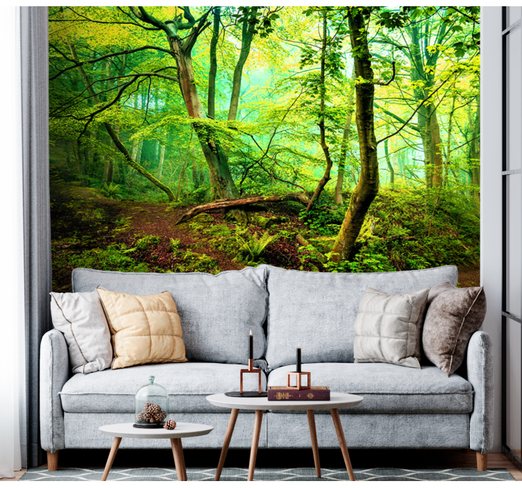 Green lightful Forest Wall Mural - TenStickers