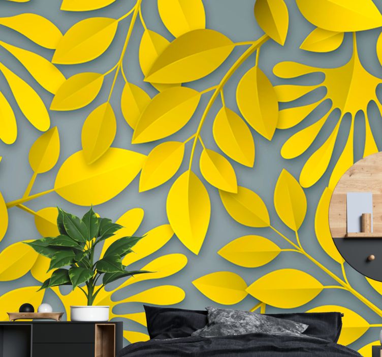 Grey and yellow leaves Marriage Wall Murals - TenStickers
