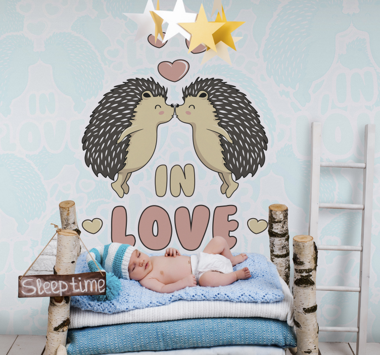Children wall mural hedgehog love display - TenStickers