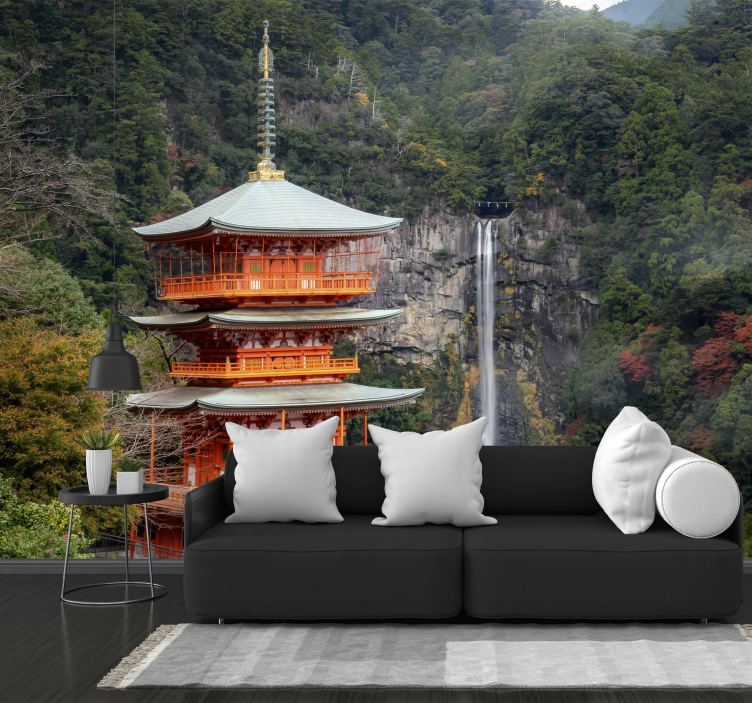 Historic Japanese Pagoda landscape mural wallpaper - TenStickers