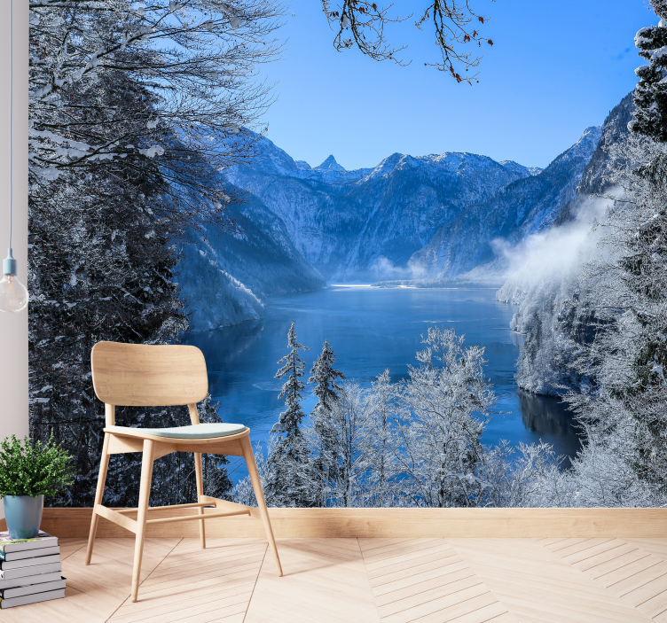 Icy alpine lake landscape mural wallpaper - TenStickers