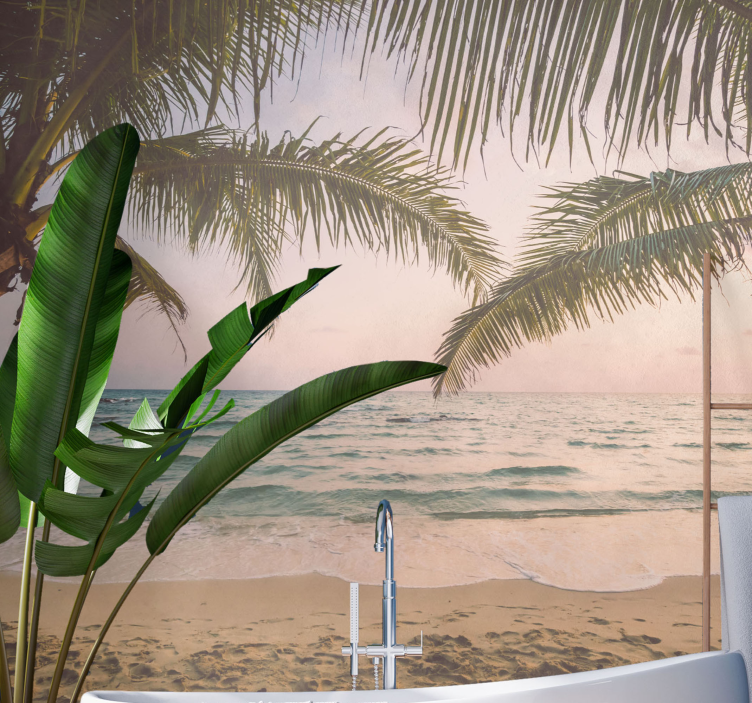 Idyllic beach landscape Bathroom Murals - TenStickers