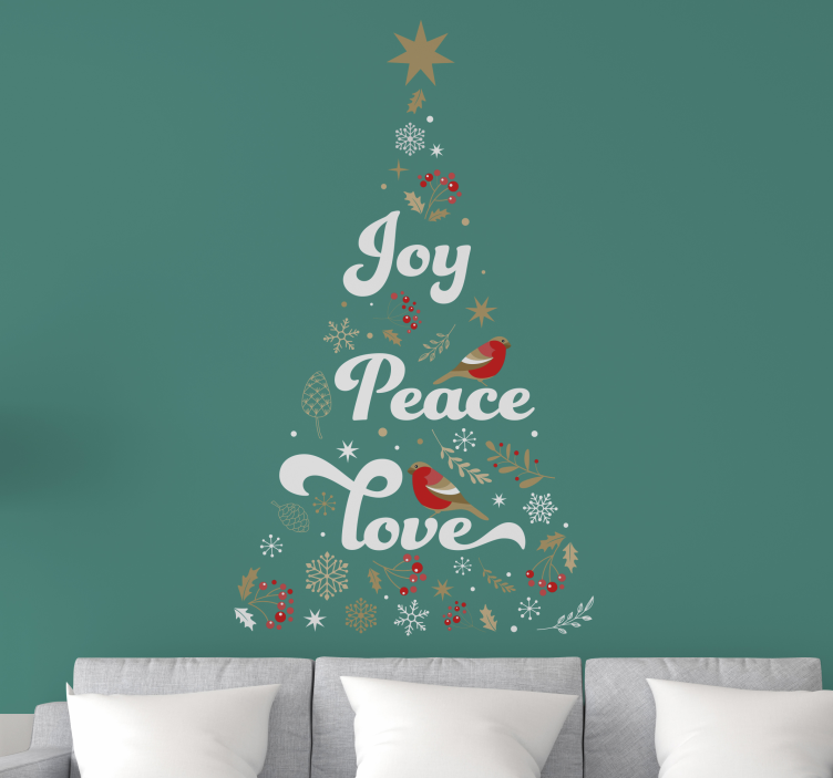 joy love peace Christmas wall mural - TenStickers