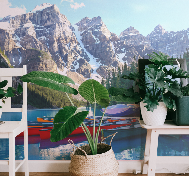 Lake with snowed view mountain wall mural - TenStickers