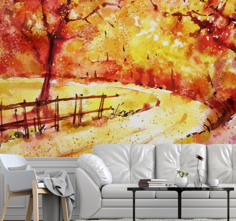 Landscape mural wallpaper autumn scenic path - TenStickers