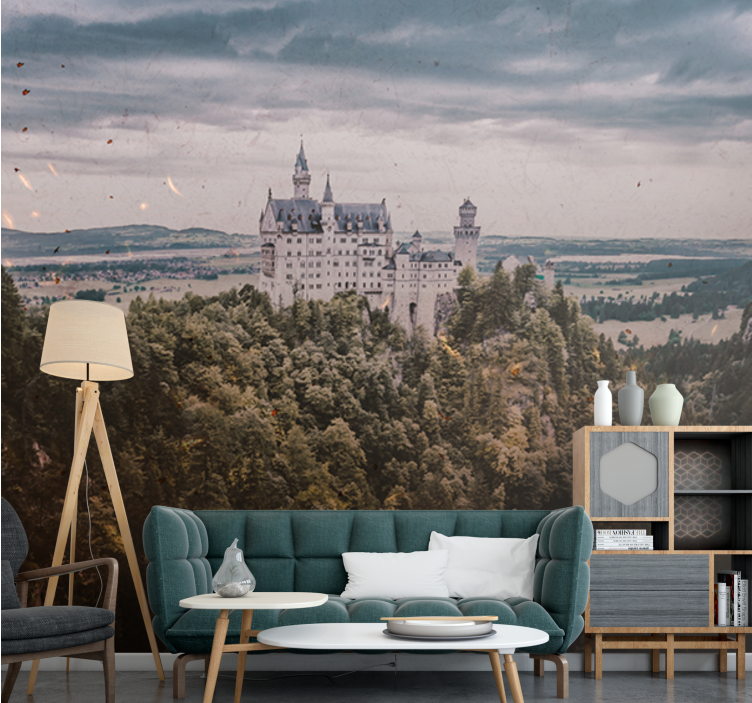 Landscape mural wallpaper castle on mountain - TenStickers