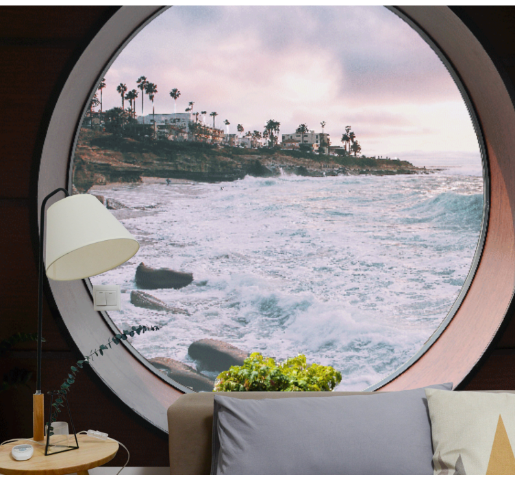 Landscape mural wallpaper coastal wave scene - TenStickers