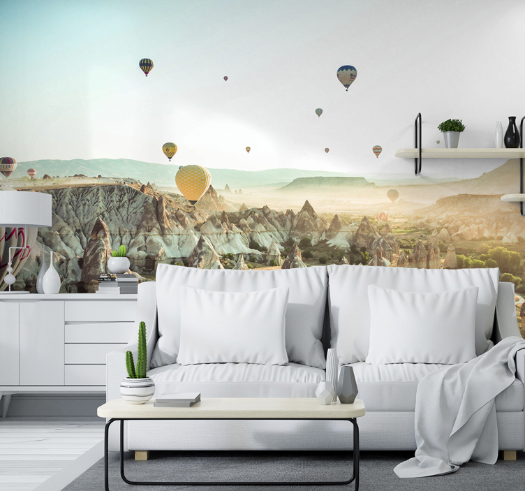 Landscape mural wallpaper inflatable airships - TenStickers